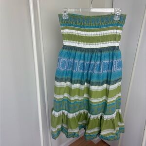 Green and Blue Strapless Dress